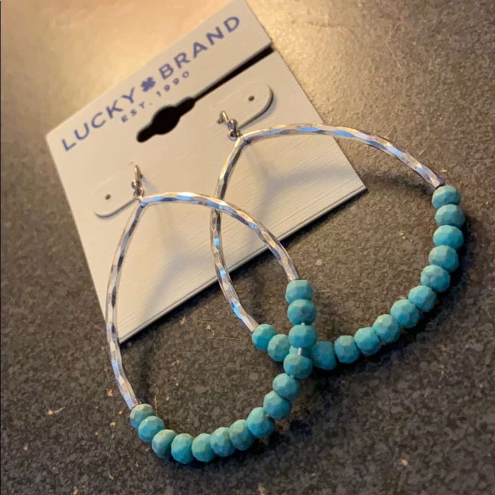 Last 1! NEW turquoise beaded hoop earrings - Picture 3 of 8